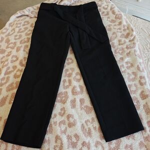 Ann Taylor Petite Size 4P Black Tie-Waist Straight Leg Pants